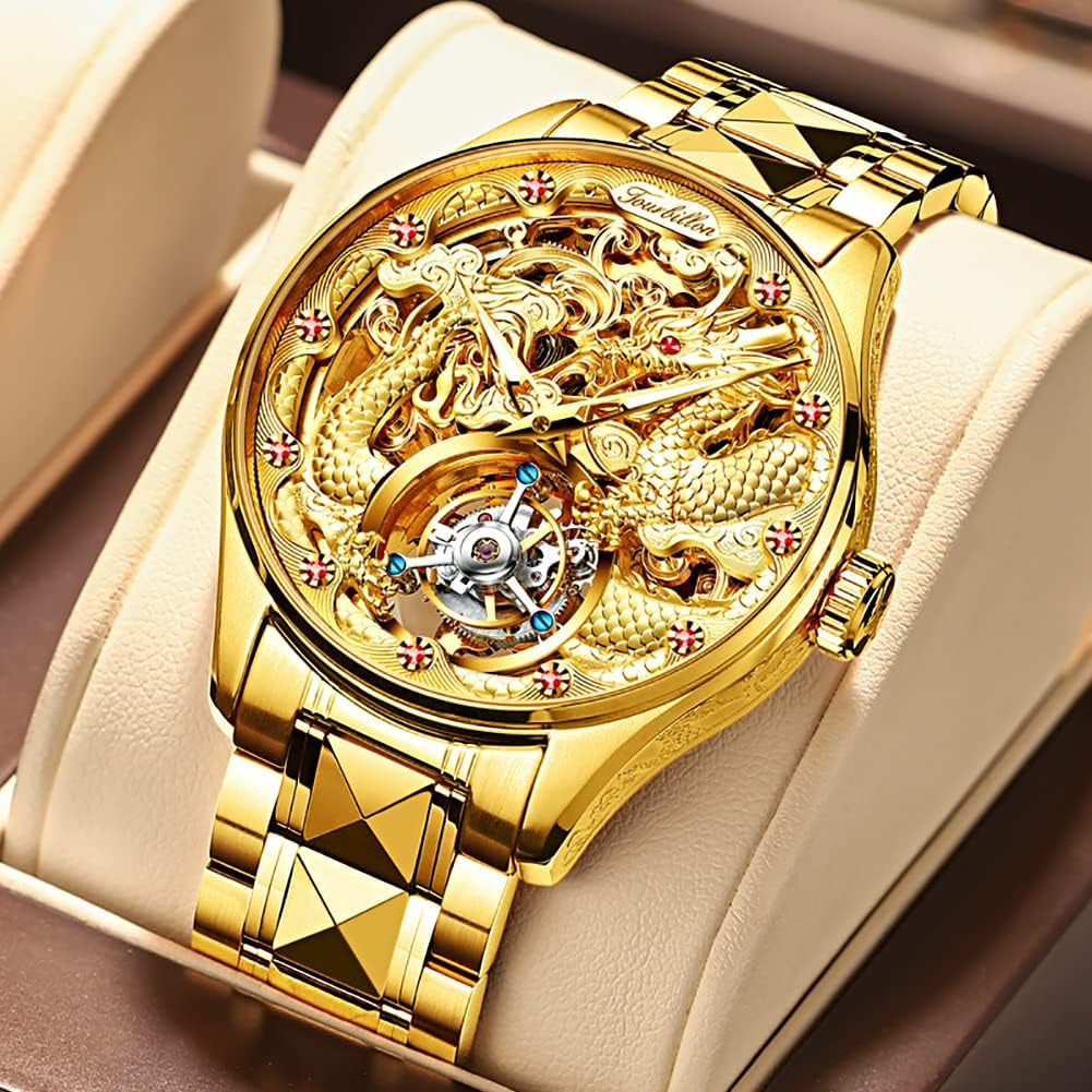 Men Skeleton Watch Automatic Mechanical Luxury Dress Waterproof Tourbillion Sapphire Crystal Wrist Watches for Men